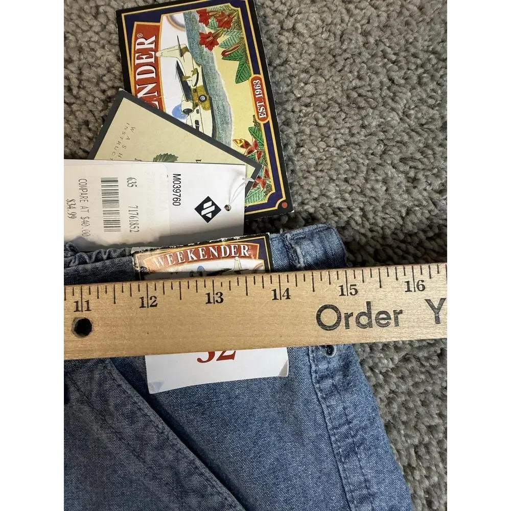 Weekender Shorts Mens 32 Blue Cargo Denim Cotton Relaxed 9 In Inseam Pockets